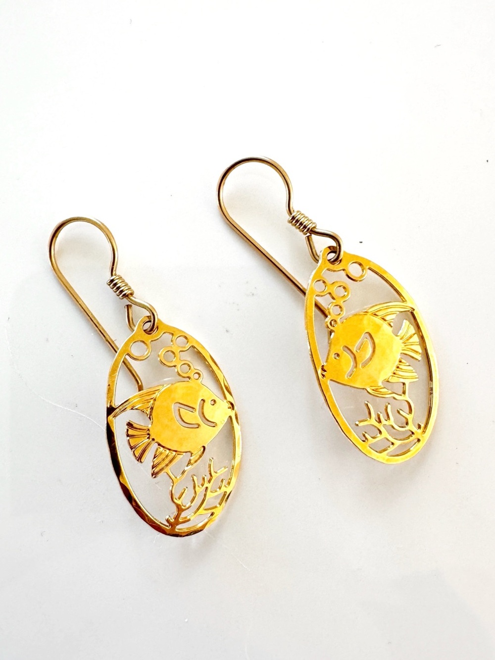 Wild Byrde Gold Tone Tropical Angel Fish Dangle Earrings with French Hook